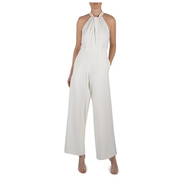 julia jordan Pants - NWT Julia Jordan Halter Twist Neck Sleeveless Pocketed Jumpsuit Ivory 10 PARTY